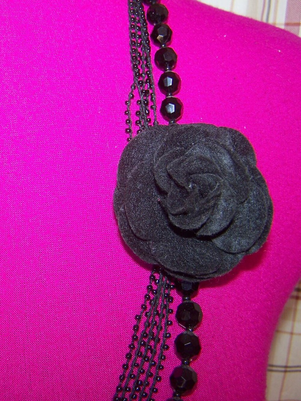 Multi-strand Necklace with Removable Rose Pin - Picture 2 of 3